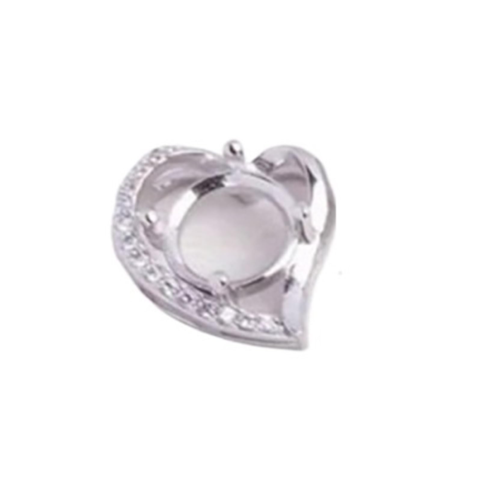 1pc 925 Sterling Silver a forma di cuore 5-9MM semplici impostazioni del pendente con montatura rotonda