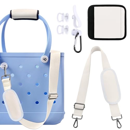 Image of Strap Wrap for Bogg Bag Accessories, Adjustable Shoulder Crossbody Long Strap with Handle Wrap for XL Medium Bog Bag Simply Southern Beach Rubber Tote Bags -White