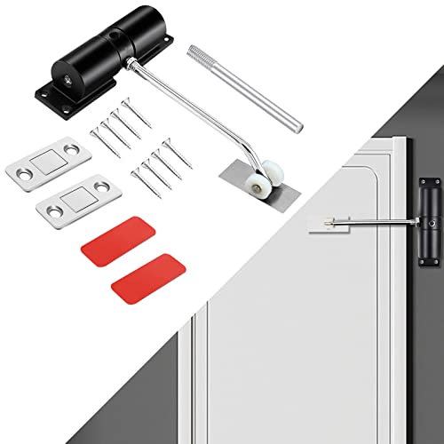 Automatische Türschließer, Federbelasteter Türschließer Einstellbare mit 2 Magnetischer Türverschluss, Türschliesser Mit 4 Schrauben Und Einstellhebel,Türschliesser für Zuhause, Büro, Schlafzimmer Cover