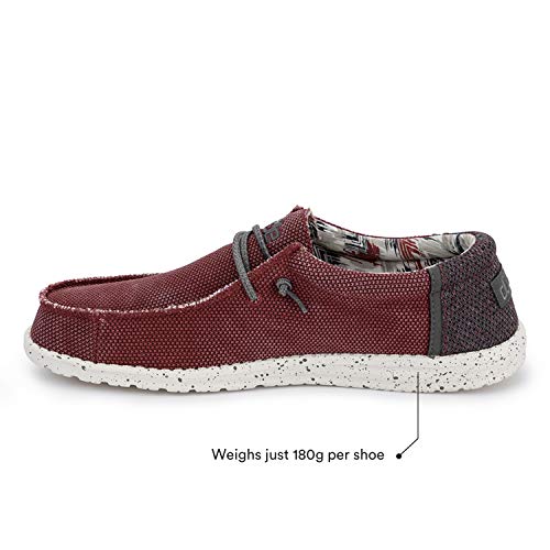 Image of Hey Dude Men's Wally Sox Tri Colored Loafers | Textile Upper, Moc Toe Construction, Contrast Panel Design, Lightweight Flexible Outsole, Speckled Sole Detail