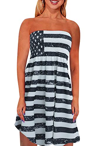 Image of Zyyfly Strapless Dress for Women Summer Beach Boho Smocked Tube Top Dress