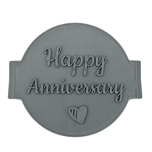 Happy Anniversary Cookie Stamp Fondant Embosser 6cm (2.36 inches) for Baking, Icing, Fondant, Biscuits, Cookie, Cupcake, Decoration - Made in UK - The Cookie Factory