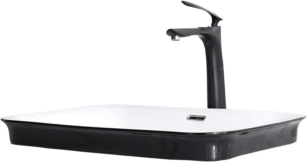 Pedestal Sinks Bathroom Sinks Black Wash Basin Semi-Embedded Above Counter Basin Household Ceramic Vanity Square Clean Articles Gift