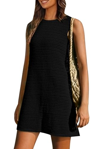 PRETTYGARDEN Women's Crochet Coverups 2025 Summer Resort Swimwear Bathing Suit Knit Cover Up Dress Beach Vacation Clothes