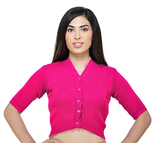 Image of Women Winter Wear V-Neck Half Sleeves Regular Fit Woollen Blouse