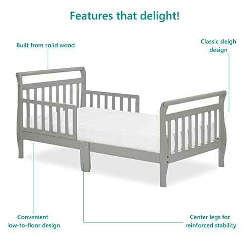 Dream On Me Classic Sleigh Toddler Bed In Cool Grey, Jpma Certified, Comes With Safety Rails, Non-Toxic Finishes, Low To Floor Design, Wooden Nursery Furniture #TOP5