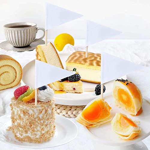 100 Pcs Solid White Blank Toothpick Flags Small Mini Plain White Color Triangle Stick Cupcake Toppers Flags Diy Decoration #TOP6