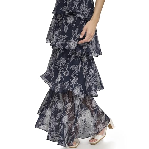 Image of Tommy Hilfiger Women's Sleeveless Halter Neck Tiered Skirt Maxi Dress