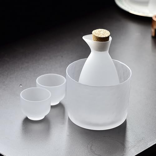 冷酒器 酒器セット ガラス徳利セット 日本酒用 ガラス グラス 燗器 燗瓶 冷酒グラス 冷酒耐熱ガラス 北欧風 シンプル 酒器 お酒入れ おちょこ 宴会 晩酌 ウイスキー 清酒 牛乳 和食器 家庭用