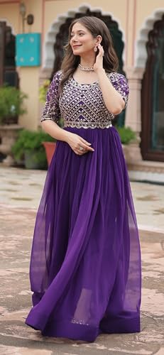 Image of Fashion Basket Georgette Embroidered Anarkali Gown for Women