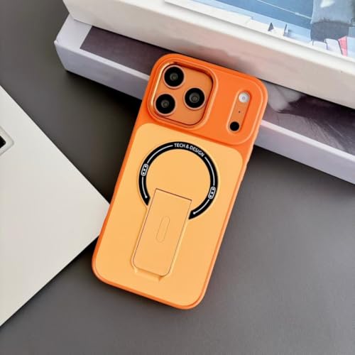 Étui iPhone 17 Pro Max orange magnétique et pliable avec support