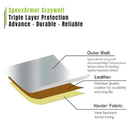 Graywolf Aluminized Kevlar Leather Welding Jacket/Welding Coat,Flame Resistant,Heavy duty (3000° F) Light weight3