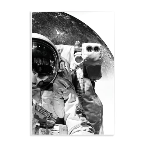 'Monochrome Astronaut Distant Planet Outer'| Wall Plaque Art