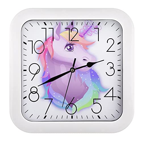 Pendule murale licorne mauve moderne horloge silencieuse maison