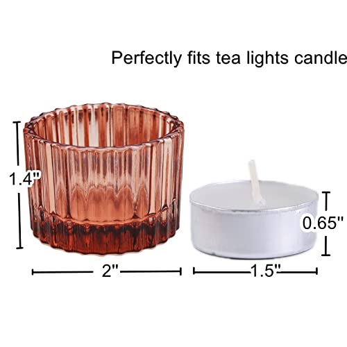 Voho Rose Gold Tealight Candle Holder Set Of 12, Vintage Tea Lights Candle Holder Bulk For Wedding Party Home Decor, Glass Candle Holders For Table Centerpiece(2'' X 1.4'' W/H) #TOP6