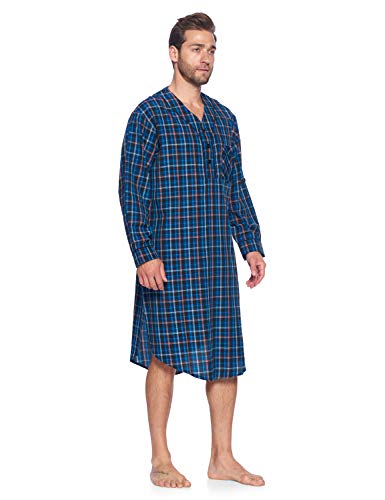 Ashford & Brooks Mens Woven Long Sleep Shirt Nightshirt - Black/Blue/Plaid - Large #TOP1