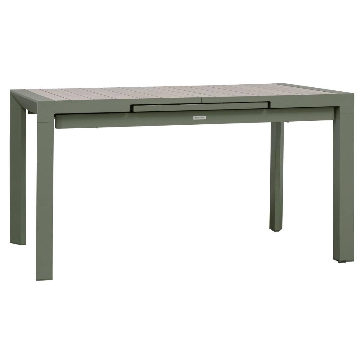 Hespéride - Table de Jardin Extensible Evasion Vert Laurier - 8 Places - Aluminium Antirouille Aluminium Effet Bois - Meuble d'Extérieur Rallonge