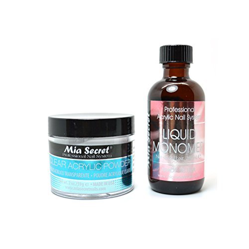 Mia Secret Professional Nail System Liquid Monomer 2 oz + Clear Acrylic Powder 2 oz