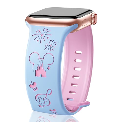 Cute Cartoon Two-Tone Engraved Bands Compatible with Apple Watch 38mm 40mm 41mm 42mm 44mm 45mm 46mm...