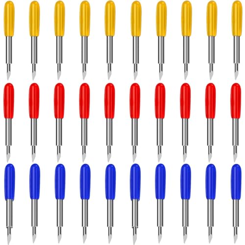 Distinzione degli angoli tramite tre colori: l'esclusivo design della copertura protettiva a tre colori corrisponde alle lame con diversi angoli di taglio di 30°, 45° e 60°. La lama gialla da 30° è adatta per materiali in pellicola fine; la lama rossa a 45° è adatta per carta normale, adesivi, ecc.; la lama blu a 60° è adatta ai materiali più spessi, come tessuti e pelle, consentendo all'utente di effettuare una selezione rapida e precisa.