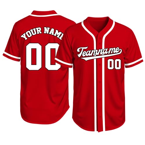Image of Custom Baseball Jersey Personalized Stitched or Printed Name Number Baseball Shirt Sports Uniform Gifts for Men Women Youth