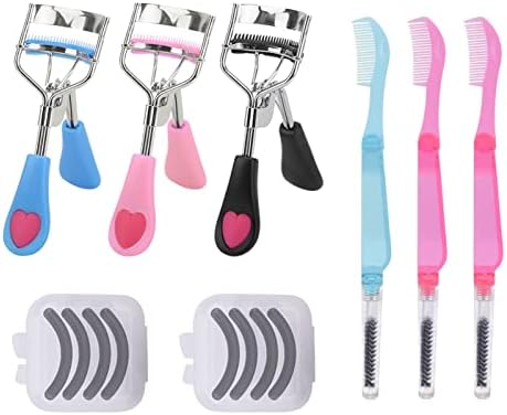 14 Pcs Eyelash Curler Set, 3 in 1 Eyelash Curler with Built in Comb, Include Eyelash Curler, Eyelash Comb Eyebrow Brush and Refill Pads, Eyelash Applicator Tool for Women (Size:14 Pcs/Set)