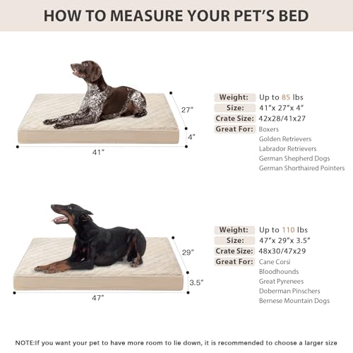 Image of WNPETHOME Orthopedic XL Dog Bed for Crate, Waterproof Extra Large Dogs Bed with Removable Washable Cover, Multi-Needle Quilting Dogs Crate Bed
