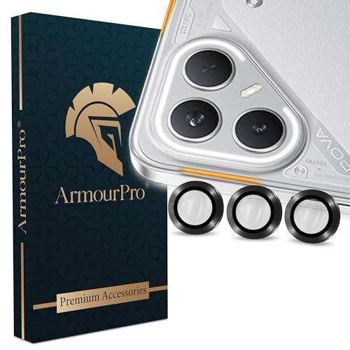 Image of ArmourPro Camera Lens Protector for Tecno Pova 7 Pro (6.78 Inches) Tough HD Individual Aluminum Alloy Rings 9H Camera Cover, Scratch-Resistant,Camera Lens Protection| Black, 1 Pack