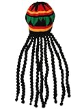 LANBETI Adult Rasta Hat with Dreadlocks Jamaican Rasta Beret Cap Hippie Jamaican Costume Accessories