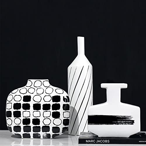 Vase céramique moderne géométrique 26cm fleur composition décoration - 6