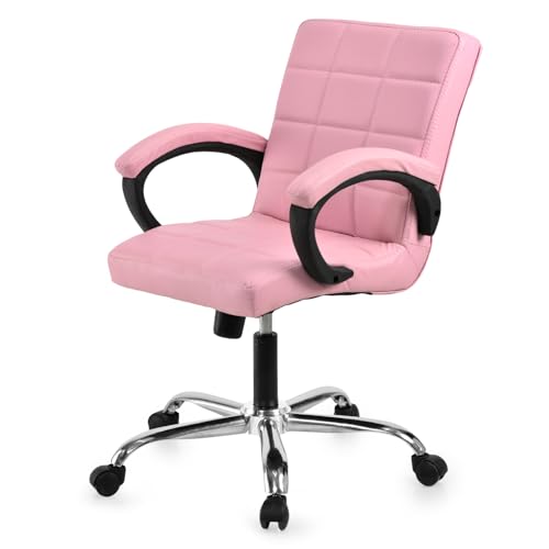 Image of GOYALSON Comfortable Revolving Office Chair Adjustable Swivel Chair with Padded Seat & Backrest for Home Office (1, Pink, Standard)