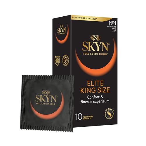 SKYN Elite King Size : Lot de 10 Préservatifs Extra large et ultra fins, sans latex SKYNFEEL pour...