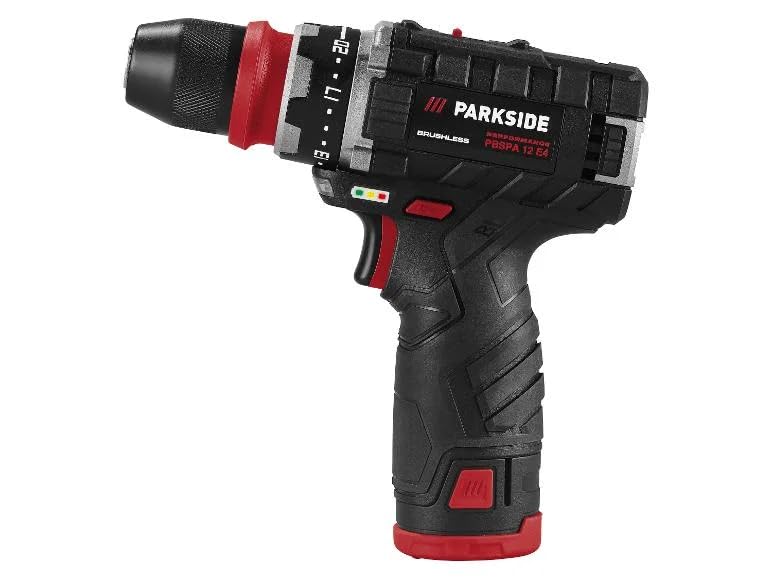 PARK SIDE PREFORMANCE - Set trapano a batteria PBSPA 12, 12 V, con 2 caricabatterie, accessori, senza spazzole