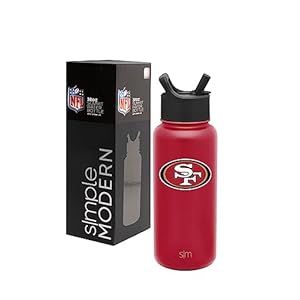 Simple Modern Officially Licensed NFL San Francisco 49ers Water Bottle with Straw Lid | Vacuum Insulated Stainless Steel 32oz Thermos | Summit Collection | San Francisco 49ers