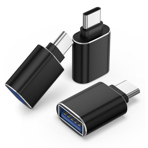 3 Pack USB to USB C Adapter, USB-A Female to USB-C Male Charger Cable Converter for Apple Watch,Mac,iPhone 12 13 14 15 Max Pro,Airpods,iPad,CarPlay,Galaxy 3*black