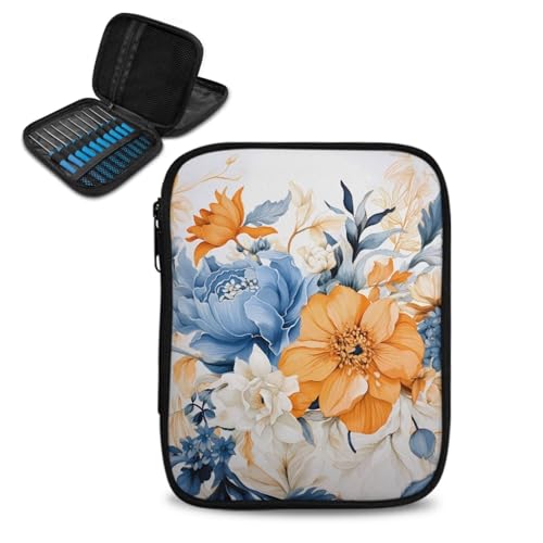 Yuresuaet Flower Crochet Hook Organizer Storage Bag Lightweight Easy to Hold Portable Crochet Needle Case Stylish Crochet Hook Case for Various Crochet Needles and Knitting Accessories Holiday Gifts