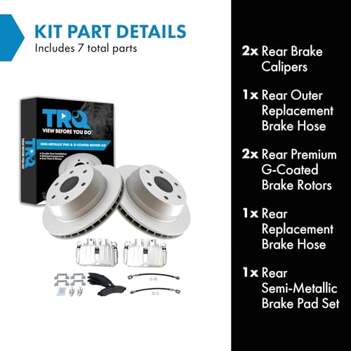 Image of TRQ Brake Pad & Rotor Kit Semi-Metallic Compatible with 02-06 Cadillac 00-06 Chevrolet GMC