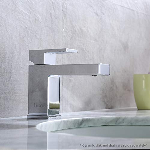 Luxier BSH05-SC Single Hole Single-Handle Bathroom Faucet with Drain in Chrome