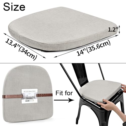 Image of BUYUE Friendly Woven Fabric 14x14 Magnetic Cushion for Metal Chair 1 Piece, Enhanced Anti-Slip Seat Pad for Dining Kitchen Cafe Stackable Chair (U-Shape, Light Grey, 1 Count)