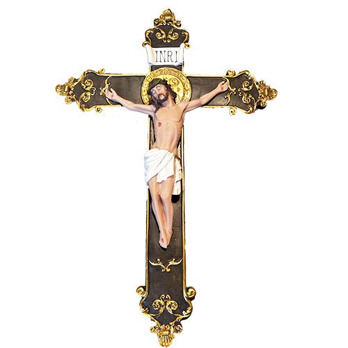 Love's Gift Wall Mounted Resin Jesus Christ on Inri Cross Wall Crucifix Home Chapel Decoration (24 Inch)