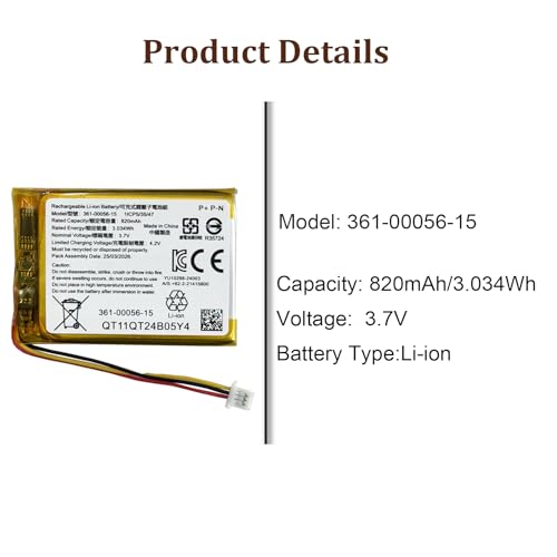 HIGHAKKU 820mAh Ersatzakku Batterie 361-00056-15 361-00056-09 361-00056-07 kompatibel mit Gar-min 010-11925-10 Pro 70, Pro 550, PT5, PT6, PT10, TB10, Sport Pro GPS Dog Training Collars