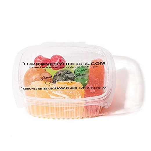 Fruta Escarchada y glaseada, bandeja de 400 gr. Surtido variado de Frutas Glaseadas o Escarchada de primera calidad, en bandeja de 400 gr, recién hecha. Roscón de reyes.