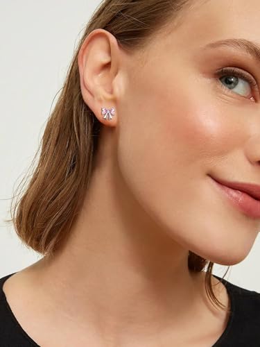 ChicSilver Bow Earrings for Women Cute Earrings Hypoallergenic 925 Sterling Silver Birthstone Earrings3