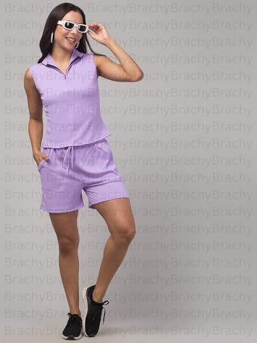 Image of Women's Co-Ord Set Lycra Top and Shorts Set |Two Piece Co-Ord Set Co-Ord Set Regular Fit