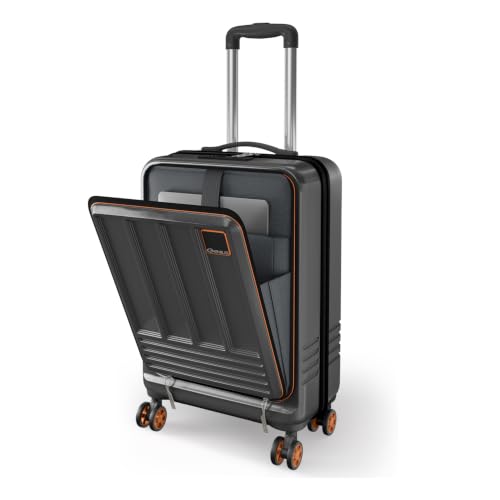 Image of Safari Genius Cabin Trolley Bag with Laptop Compartment, Hardside Polycarbonate Small (55cm) Suitcase | 360 8 Wheel Spinner Travel Luggage| Recessed Combination Lock|Paradox| Gunmetal