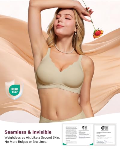 Image of As Fairy Wireless Bras for Women Jelly Push Up Scalloped T-Shirt Bra