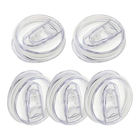 WOOPSOO 5 Pack 20 oz Skinny Replacement Lids Clear Tumbler Replacement Lids Plastic Splash Resistant Lids Spill Proof Skinny Tumbler Lid Cup Covers for Mouth Tumbler Coffee Cooler Cup (Clear) Cover