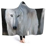 Throw Blanket Manta De Lana De Franela De Lobo Blanco con Ca