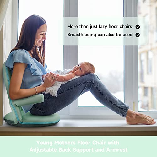 Nnewvante Floor Chair With Back Support And Armrest 42 Angles Adjustable Washable Floor Seat Folding Recliner Cushioned For Adults Kids Classroom Playing, Light Green #TOP7