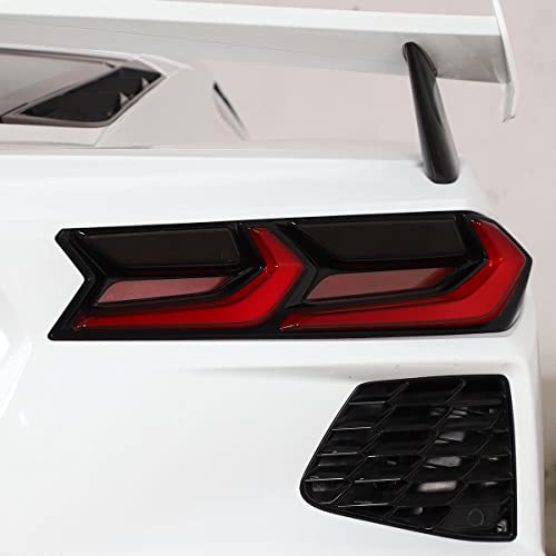 Fgtagtal Car Taillight Cover Fit For Chevrolet Corvette C8 2020-2023, Smoked Tail Light Shell Trim Cover, Abs Rear Tail Lamp Decorative Protection Trim, 4Pcs, Transparent Gray #TOP1